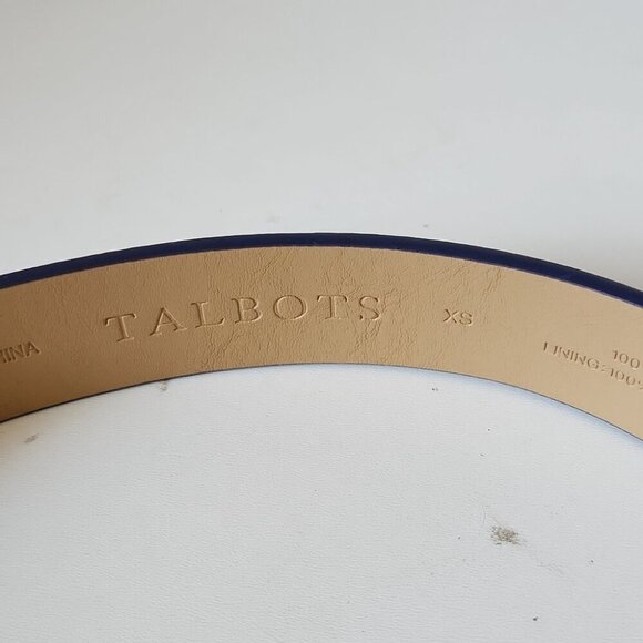TALBOTS | Floral Print Belt navy Purple Leather Sz XS - Picture 3 of 5